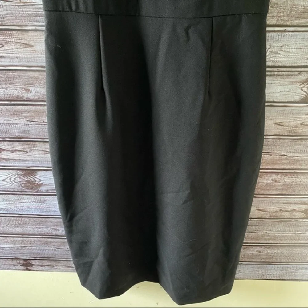 J Crew Women's Sleeveless Sheath Dress Size 4 Tall‎ Black 100% Wool Back Zipper